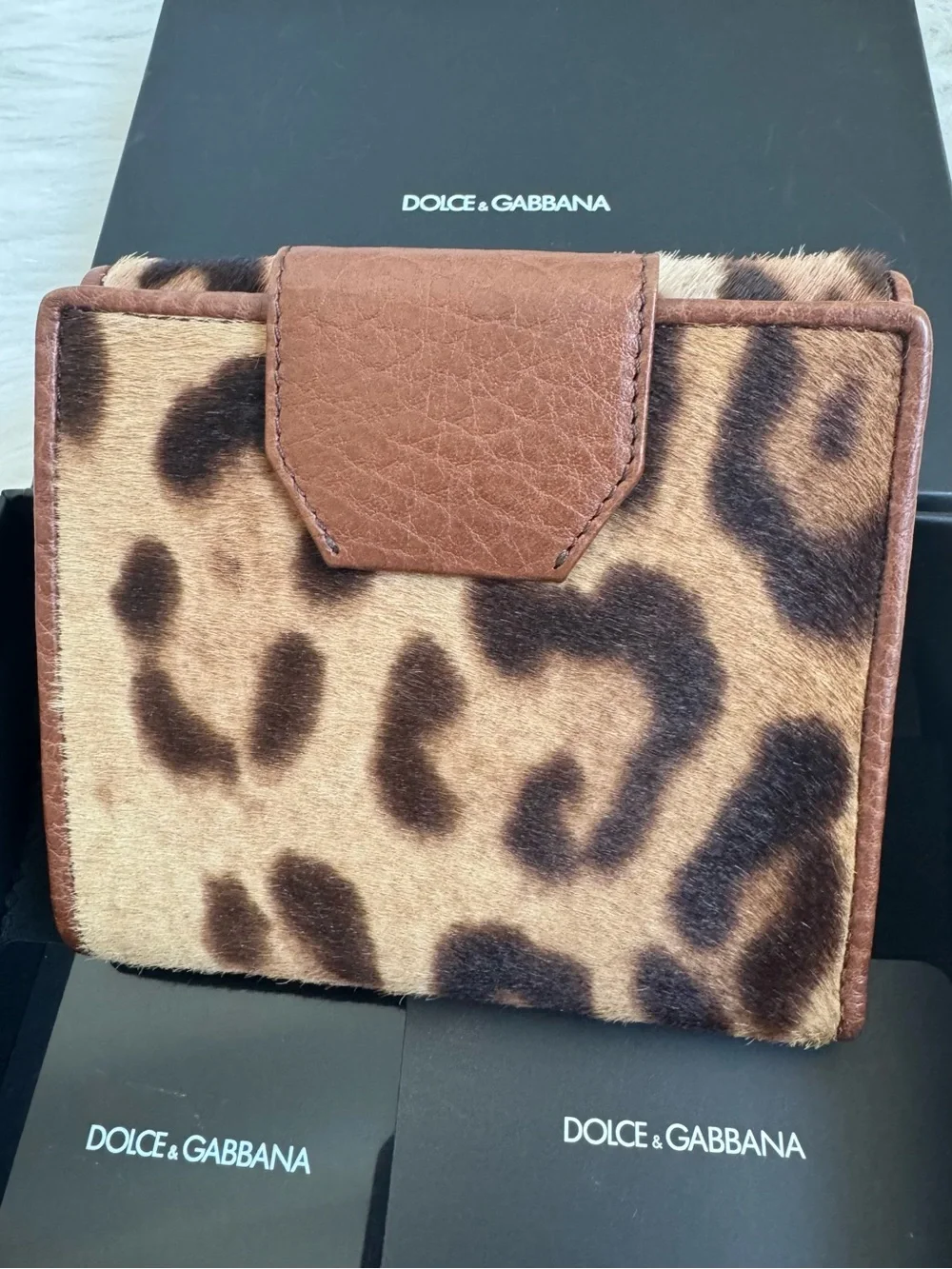 Dolce & Gabbana Leopard Calf Hair Leather Wallet